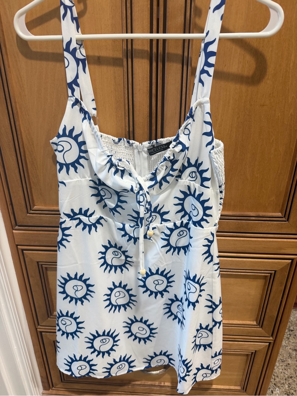 Sun Print White & Blue Mini Dress